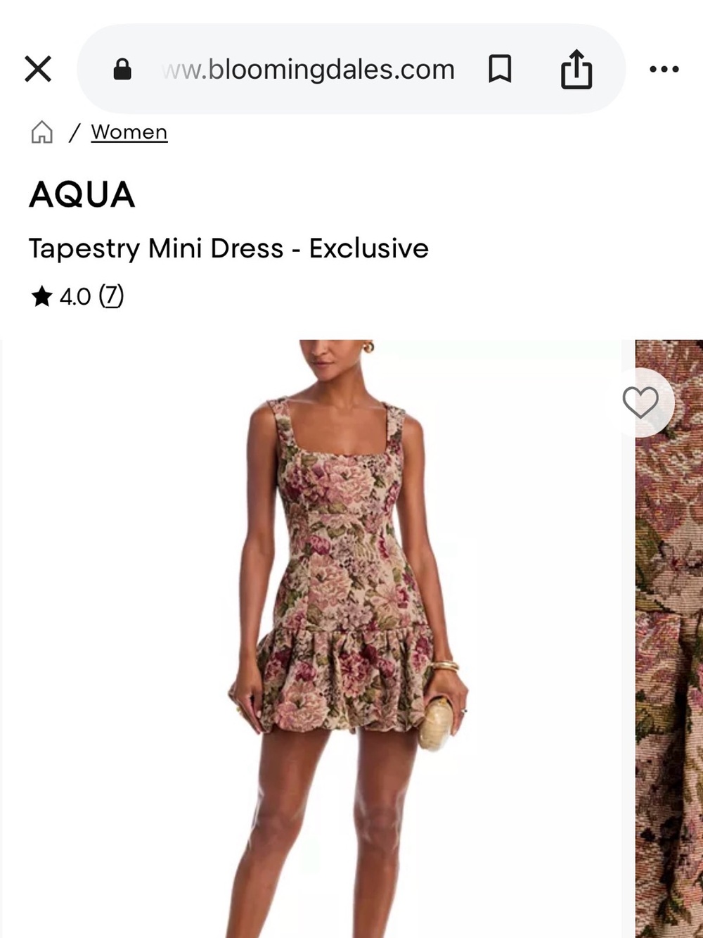 Aqua Floral Tapestry Square-Neck Mini Dress - Rose, Blush & Olive